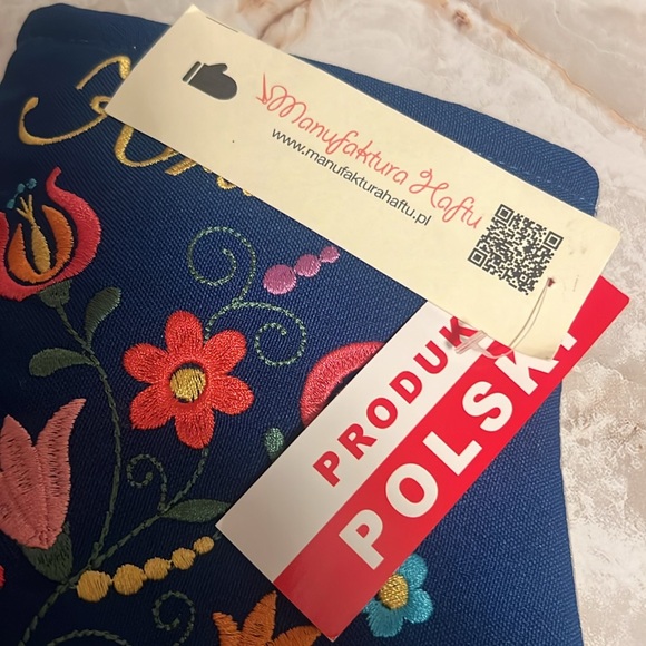 Oven Mitt, Souvenir of Krakow Poland blue With Embroidered Flowers new - Picture 4 of 4